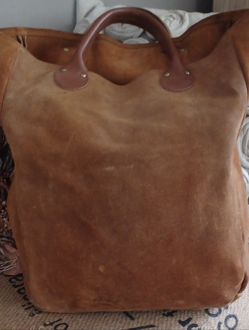 Classic Oversized Suede Tote Bag in Brown - Picture 3 of 5